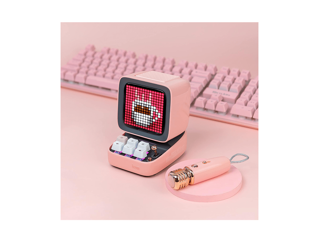 Divoom Ditoo-Mic Bluetooth Speaker with Karaoke Microphone - Pink in Qatar Divoom Ditoo-Mic Bluetooth Speaker with Karaoke Microphone - Pink in Qatar